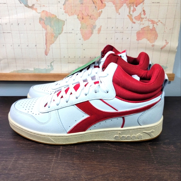 BRAND NEW Diadora Basket Mid 'White/Red' Men's Size